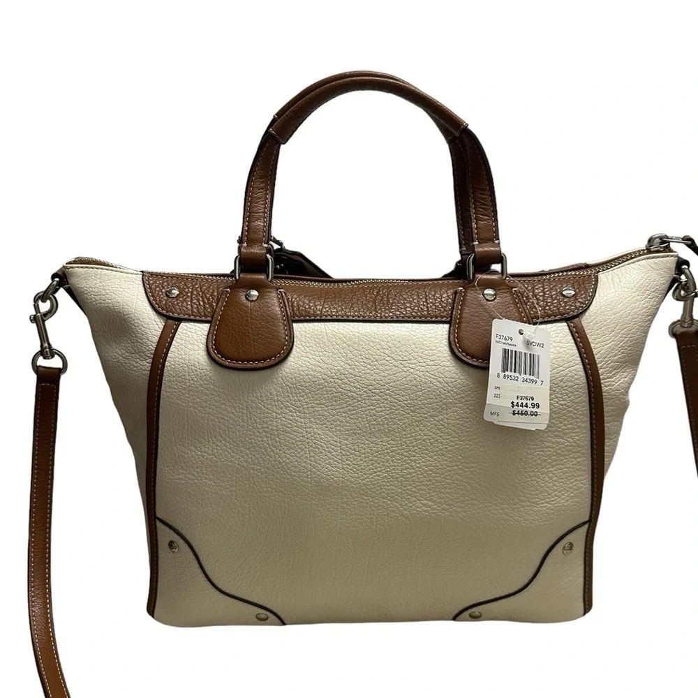 Coach Mickie Satchel in Spectator Leather #F37679 New in Silver/Chalk/Saddle